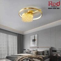 Đèn ốp trần đồng chùm pha lê rơi hiện đại HL6677