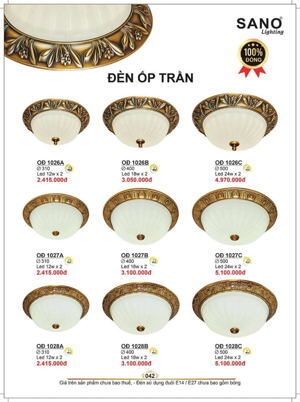 Đèn ốp trần đồng OĐ1026A