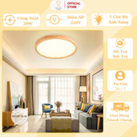 Đèn Ốp Trần Gỗ Energy Green Lighting (Đường Kính 40cm) OT-3027 - 3 Chế Độ Ánh Sáng - Decor Phòng Khách / Phòng Ngủ