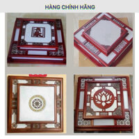 Đèn ốp trần gỗ - Phòng thờ, nhà cổ, Ánh sáng 3 màu, Kích thước vuông 55x55cm