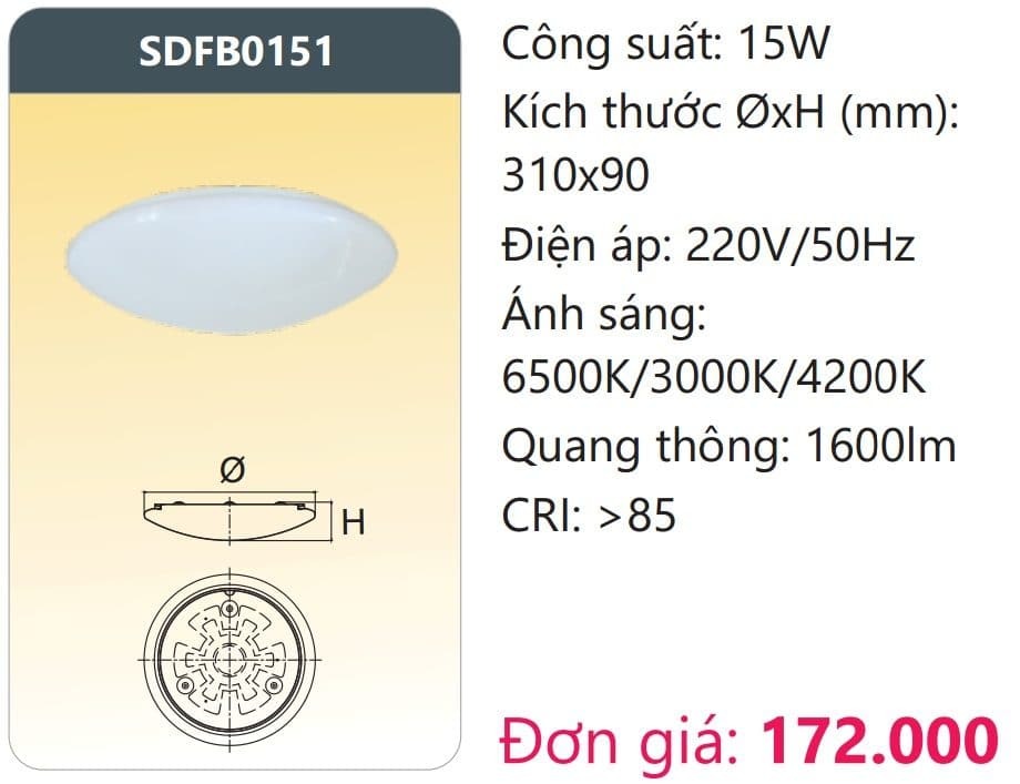 Đèn ốp trần led đổi màu Duhal SDFB0151