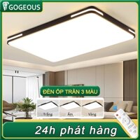 Đèn ốp trần phòng khách phòng ngủ đèn trần thạch cao hình chữ nhật có điều khiển với 3 chế độ sáng