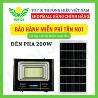 Đèn pha báo pin 200W sáng trắng năng lượng mặt trời chính hãng Mifidi Solar, sáng xuyên đêm, tấm pin lớn BH 2 năm