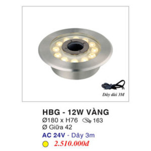 Đèn pha dưới nước HBG 12W - Vàng