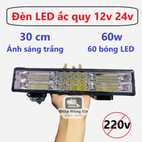 Đèn pha LED 30cm có 60 bóng LED 12v 24v chống nước ánh sáng trắng máy gặt kéo cày, tàu ghe, công nông, xe đạp điện