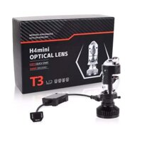 Đèn Pha LED Bi Cầu Mini H4 T3 Kính Tím ( Có Màn Chập Pha Tích Hợp ) Lắp Ô tô, Xe Máy