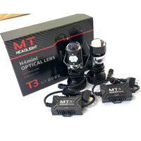 Đèn Pha LED Bi Cầu Mini H4 T3 Kính Tím ( Có Màn Chập Pha Tích Hợp ) Lắp Ô tô, Xe Máy