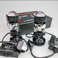 Đèn Pha LED Bi Cầu Mini H4 T3 Kính Tím ( Có Màn Chập Pha Tích Hợp ) Lắp Ô tô, Xe Máy Chạy Điện Bình