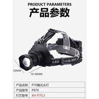 Đèn pha LED công suất cao XHP70 bằng hợp kim nhôm mới, đèn pha mạnh mẽ, sạc USB, đèn pin zoom ngoài trời tầm xa