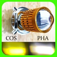 Đèn pha led h4 bi cầu cos vàng pha trắng