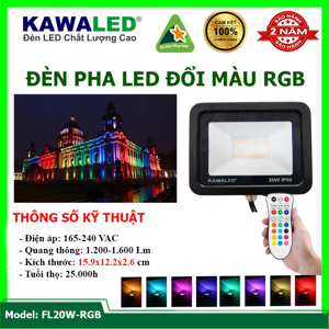 Đèn pha LED Kawaled FL20W-RGB