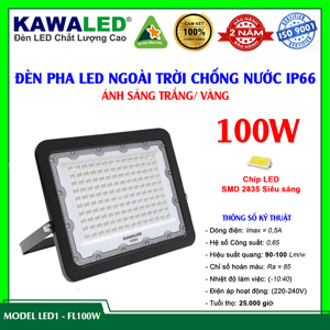 Đèn pha led mỏng đúc nguyên khối FL100W-T/V