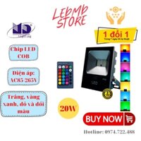 Đèn pha LED ngoài trời 20W sáng xanh lá, xanh dương, đỏ, đổi màu, tiết kiệm điện, khởi động nhanh, bảo hành 24 tháng