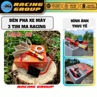 Đèn Pha Led Râu 3 Tim Ma Racing Siêu Sáng Công Suất 40W Chính Hãng Chân H4+M5 Lắp Tất Cả Các Xe Máy