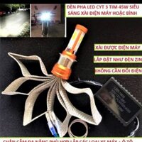 ĐÈN PHA LED SIÊU SÁNG XE MÁY ÔTÔ H4 3 CHÂN XÀI ĐIỆN MÁY