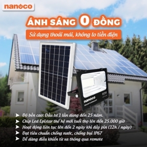 Đèn pha LED Solar 100W kín nước IP67 ánh sáng trắng Nanoco  NLFS100635