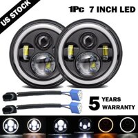 Đèn pha LED TMOY 7 Inch DRL Hi / Lo Beam 55W 35W Nhẫn Hổ Phách Mắt Thiên Thần TCM