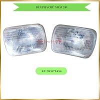 Đèn pha vuông, Bóng điện tử, mặt thủy tinh kẻ, 7 inch (14cm*20cm). 24V-75W, dùng xe độ chế, xe cuốc