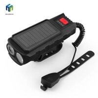 Đèn pha xe đạp HEALMEYOU, Đèn xe đạp năng lượng mặt trời gần và xa, 1500mah có chuông xe đạp với còi 120dB Đèn pin MTB độ sáng cao Đi xe đạp