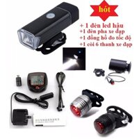 Đèn pha xe đạp siêu sáng - Bộ 4 sản phẩm phụ kiện xe đạp giá rẻ