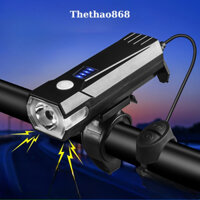 Đèn Pha Xe Đạp T6 Đèn Đính Hạt Cao Lumen Đèn Còi Sạc USB Đa Năng Xe Đạp Đi Đêm Chiếu Sáng Chống Nước Pin 2000mah