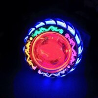 Đèn pha xe máy LED Bi Cầu Rồng Mắt Quỷ Lốc Xoáy và Bi Cầu Viền 5 Màu rất đẹp - DPXMBC01