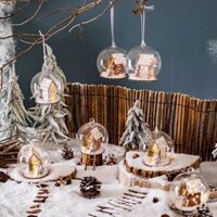 Đèn phát sáng đồ trang trí Giáng sinh đèn thủy tinh bóng treo ông già Noel nai sừng tấm đồ trang trí người tuyết