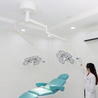 Đèn phẫu thuật Led bóng đôi Petal treo trần Hi-MEC, đèn mổ petal, đèn phẫu thuật 2 nhánh, đèn mổ treo trần