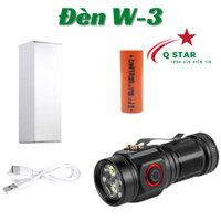 Đèn Pin Cầm Tay Mini Siêu Sáng W-3 Trang Bị 3 Led XHP360s Đi Kèm Pin 18500 Với 5 Chế Độ Sáng Có Nam Châm Đuôi