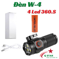Đèn Pin Cầm Tay Mini Siêu Sáng W-4 Trang Bị 4 Led XHP360s Đi Kèm Pin 18500 Với 5 Chế Độ Sáng Có Nam Châm Đuôi Và Dao Cắt