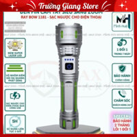Đèn pin cầm tay RAY BOW 1181 chiếu xa 500 mét có ZOOM xa gần chống nước sạc ngược cho điện thoại