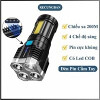 Đèn Pin Cầm Tay Siêu Sáng 4 Bóng Toma S03 IPX4 chống nước Tích hợp pin lithium có thể sạc lại dung lượng lớn 18650 hcm