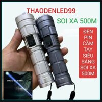 Đèn pin cầm tay siêu sáng có zoom gần xa 500m màn hình led hiển thị pin dung lượng 5000mah thân vỏ hợp kim chống va đập