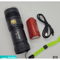 Đèn pin cầm tay siêu sáng RAY BOW 1122 chiếu xa 700 m có ZOOM xa gần chống nước , sạc ngược cho điện thoại