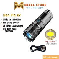 Đèn pin cầm tay siêu sáng X7 METAL STORE đèn pin sạc điện