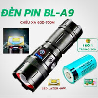 Đèn pin cầm tay siêu sáng BL-A9 chiếu gần zoom xa 600-700m thiết kế full kim loại kháng nước tốt sạc Type-C pin trâu
