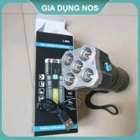 Đèn pin chiếu xa 4 bóng đèn bin cầm tay sạc tích điện usb - NOS