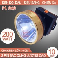 Đèn pin đeo đầu lớn chóa đèn 10cm siêu sáng 200w – PL 868 - 2 pin sạc dung lượng cao
