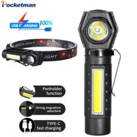 Đèn Pin Đeo Trán 2 Trong 1 3 Chế Độ