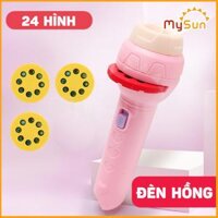 Đèn pin đồ chơi chiếu 24 - 56 hình con vật kể chuyện cho bé. -  Đèn hồng 24 hình