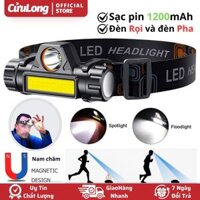Đèn Pin Đội Đầu Đa Năng Siêu Sáng led 2 chế độ đèn rọi pha sạc pin đeo đầu cầm tay
