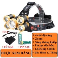 Đèn Pin Đội Đầu - Đeo Trán 5 Bóng T6 Siêu Sáng Kèm sỉ giá tốt 30W - KÈM PIN SẠC và SẠC- Chế Độ Zoom