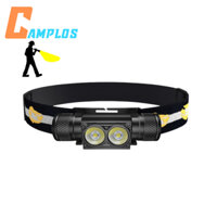 Đèn pin đội đầu H25A đèn pha đội đầu siêu sáng 2 bóng XML2 ánh sáng mạnh vỏ hợp kim nhôm chống nước với pin 18650