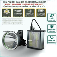 Đèn pin đội đầu kẹp bình siêu sáng chiếu xa 1200 mét 2 kiểu sáng độc lập XJ A300 đèn kẹp bình ác quy