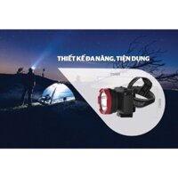 Đèn pin đội đầu SHE-5032 cỡ trung, đen đỏ, sáng trắng