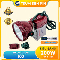 Đèn pin đội đầu siêu sáng 200W SHUANGYUAN 188 LED, đèn đeo đầu soi ếch ánh sáng Vàng hoặc Trắng