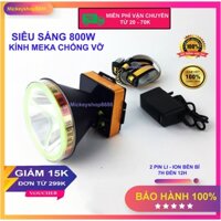 Đèn pin đội đầu siêu sáng A366 bóng led 800W, pin khủng, chống nước mưa ánh sáng trắng ánh sáng vàng đèn soi ếch