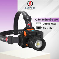 Đèn pin đội đầu siêu sáng cảm ứng vẫy tay chiếu xa 200m đèn đội đầu pin trâu có zoom kính lồi chống nước