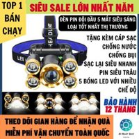 Đèn Pin Đội Đầu Siêu Sáng Loại Mới 5 Mắt Bóng To Hơn Sáng Hơn Chống Nước Tặng Kèm Cáp Sạc Bảo Hành 12 Tháng den pin sieu sang đèn pin đèn pin siêu sáng den pin