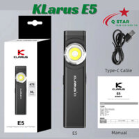 Đèn Pin EDC KLARUS E5 Sáng 470Lm Chiếu Xa 41m Trang Bị 2 LED COB Đuôi Nam Châm Tích Hợp Sạc Type-C Full Kim Loại